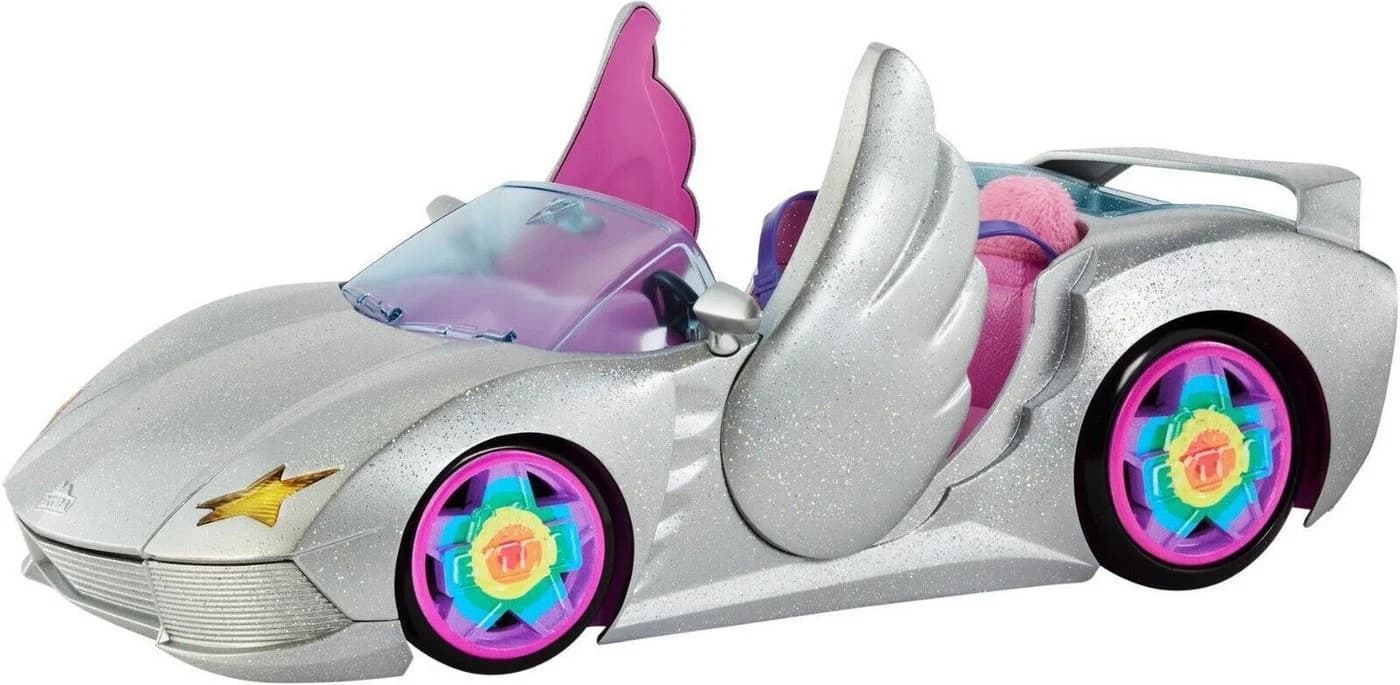 Barbie Spielzeug-Auto Cabrio Glitzerndes Silbernes Auto mit Scherentüren