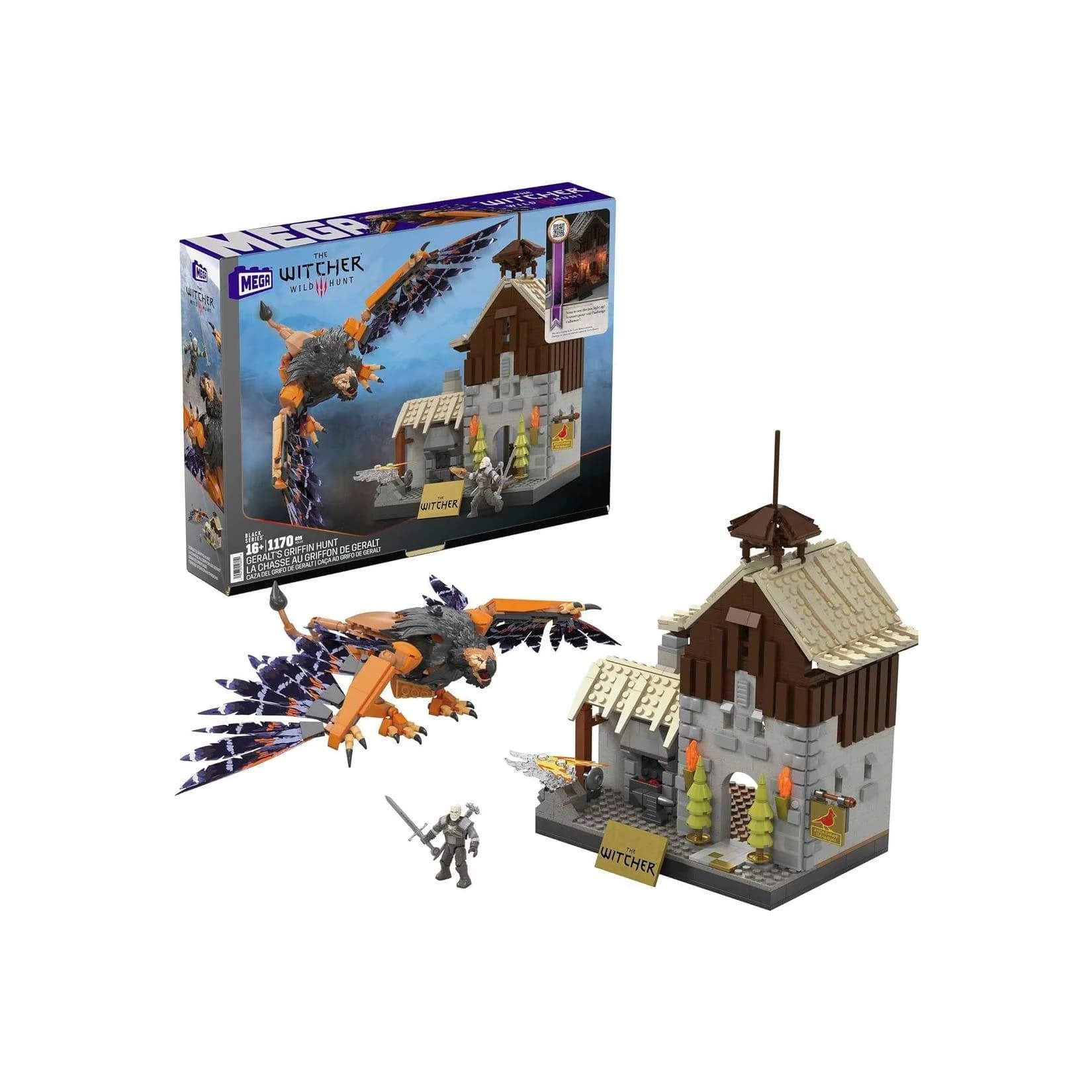 Mattel Mega Bauset The Witcher Geralts Greifjagd 1170 Teile mit LED