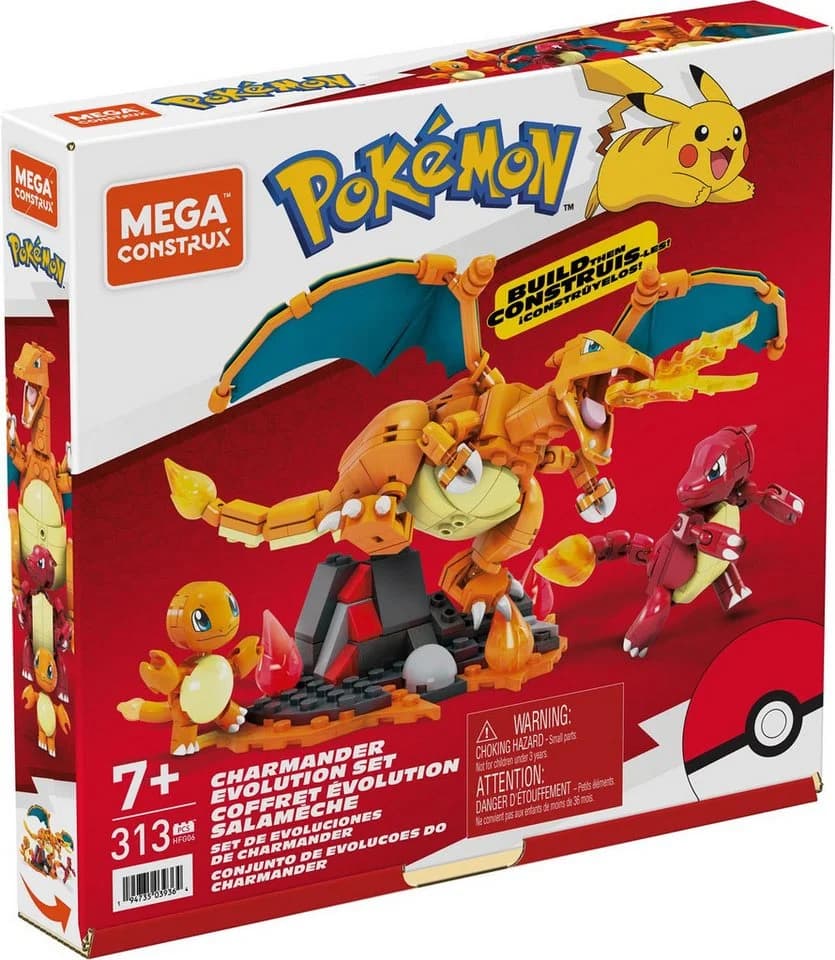 Mattel MEGA Pokémon Bauset Glumanda, Glutexo, Glurak mit beweglichen Gelenken - Bild 3