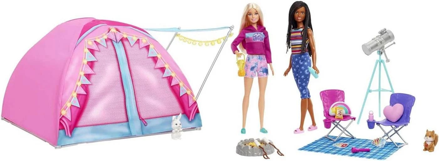 Barbie Camping-Spielset mit Zelt 2 Puppen Bunt - Bild 2