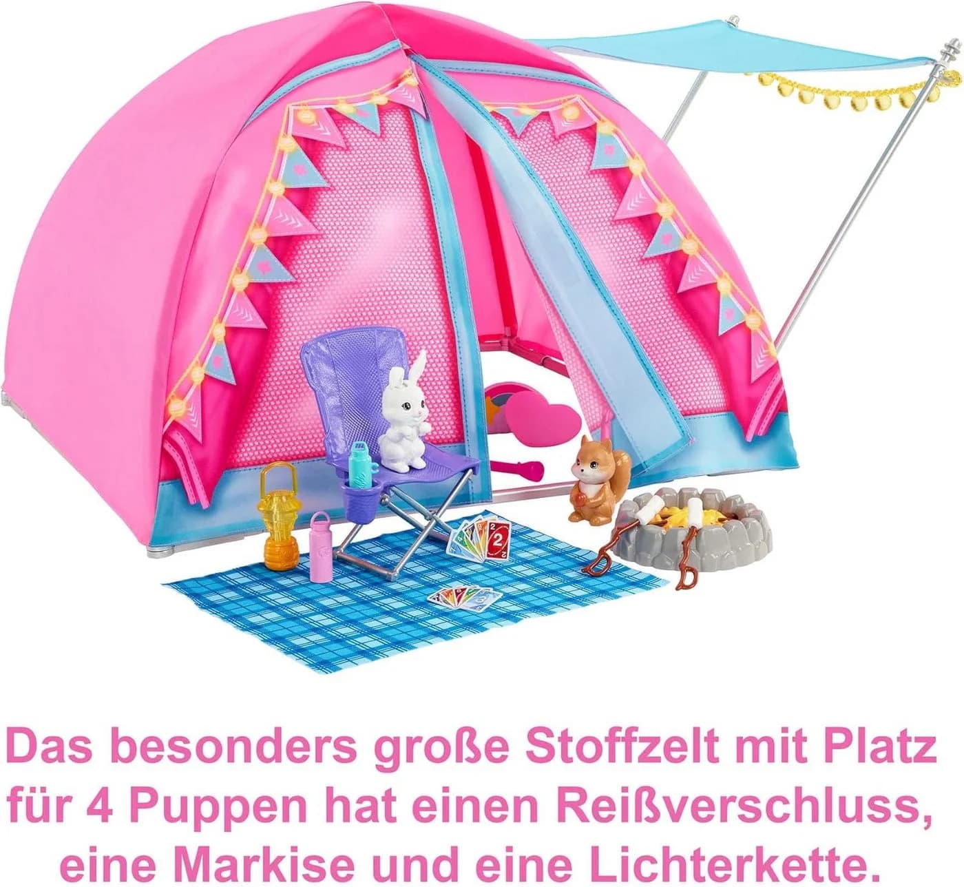 Barbie Camping-Spielset mit Zelt 2 Puppen Bunt - Bild 3
