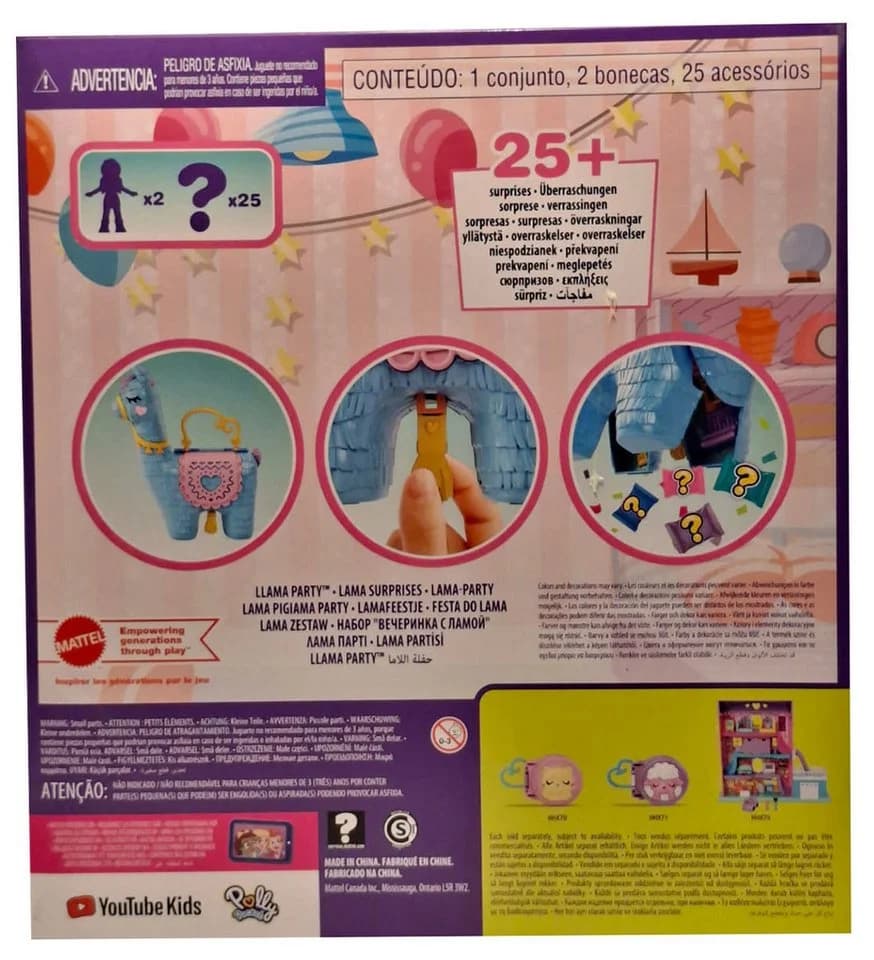 Polly Pocket Lama-Party Spielset mit Konfetti-Effekt und 2 Mikropuppen