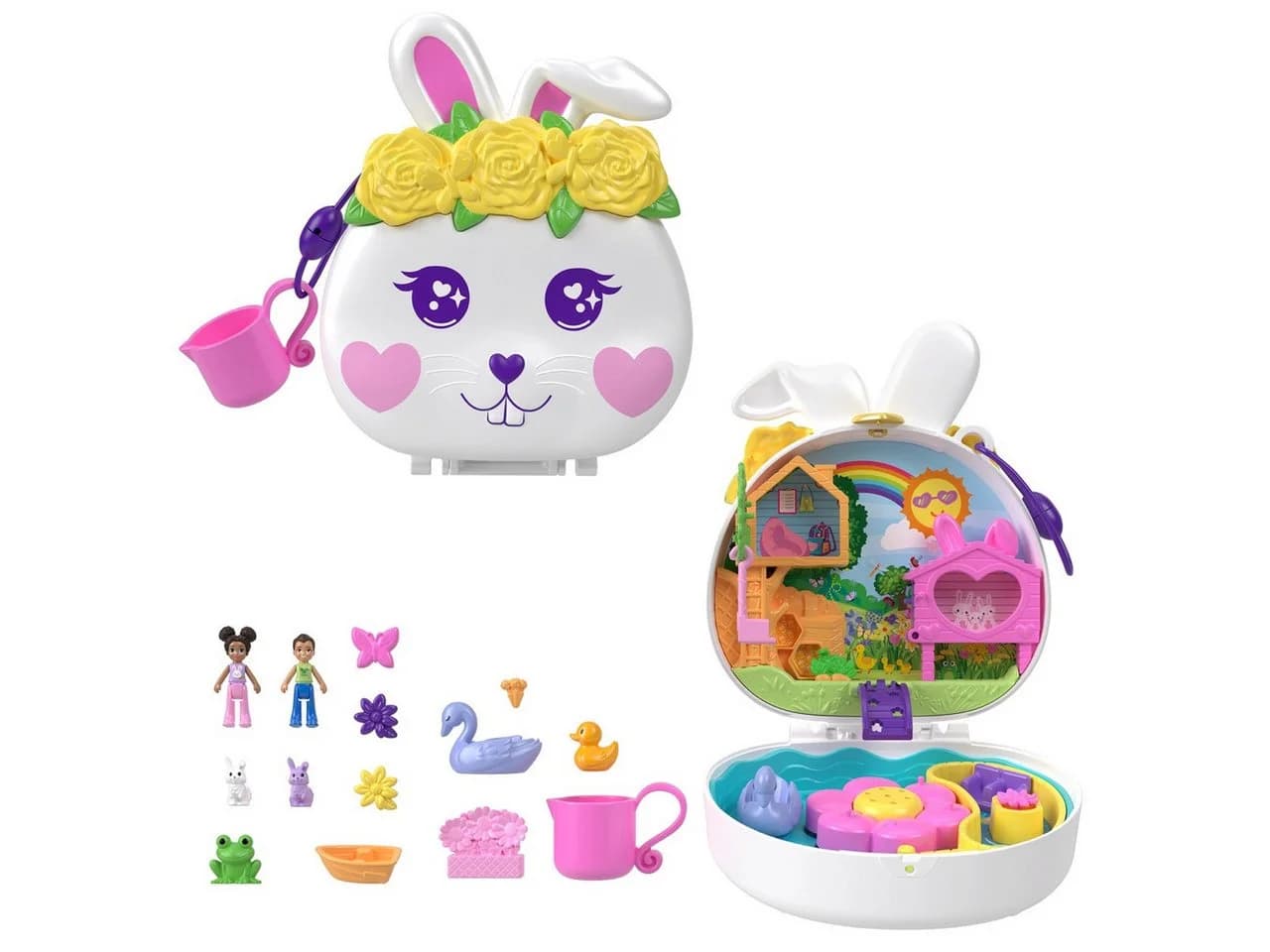 Mattel® Minipuppe Polly Pocket Blumen-Häschen Schatulle - Spielset mit 2 Puppen - Bild 2
