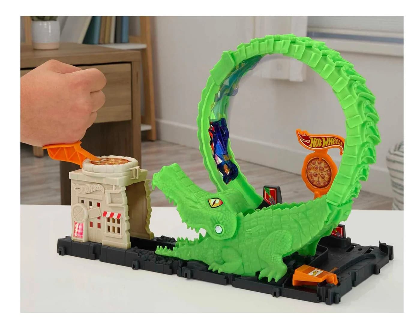 Hot Wheels Krokodil Attacke City Gator Loop Spielset Stunt-Looping Autorennbahn