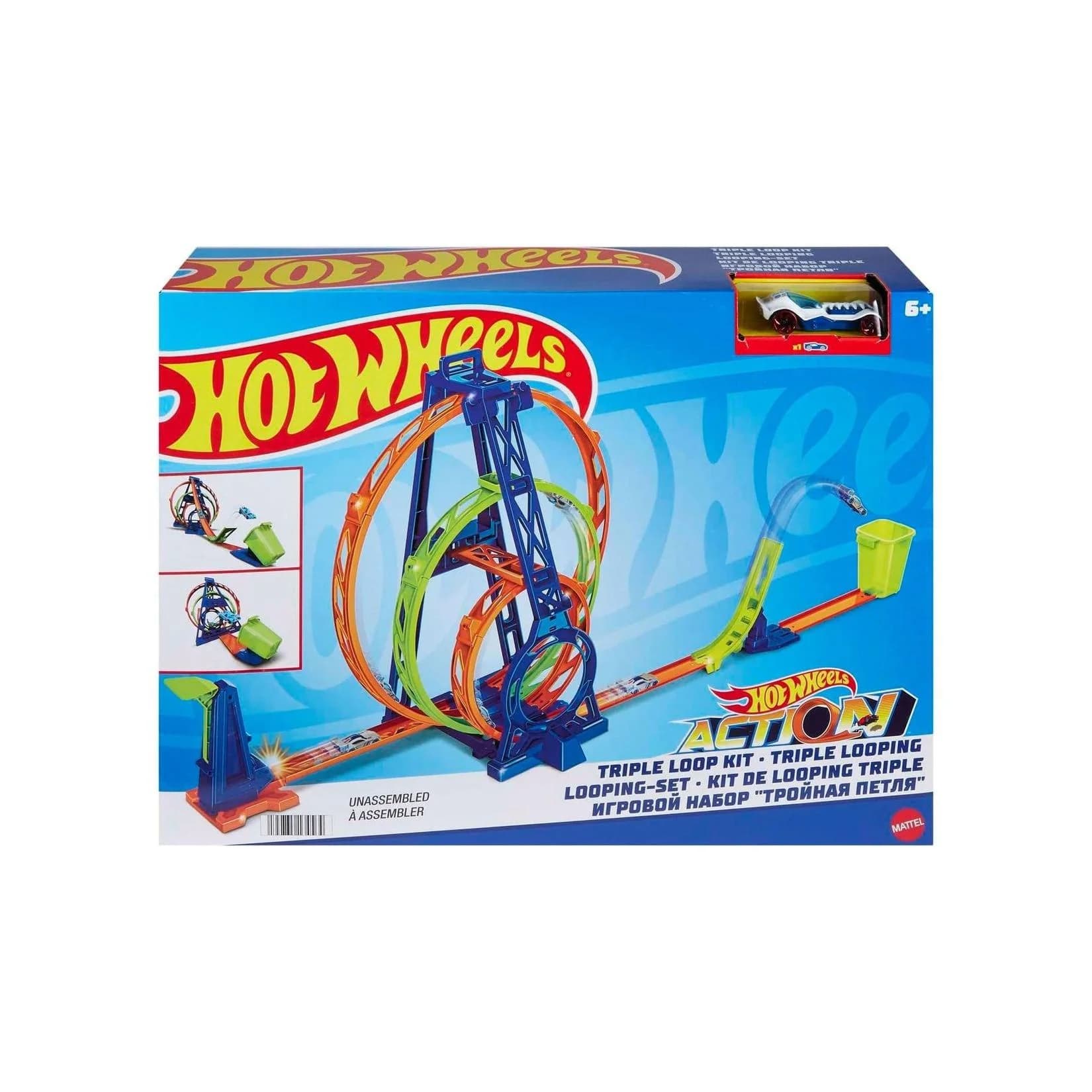 Hot Wheels Triple Looping Autorennbahn Bauset 6+ HMX38