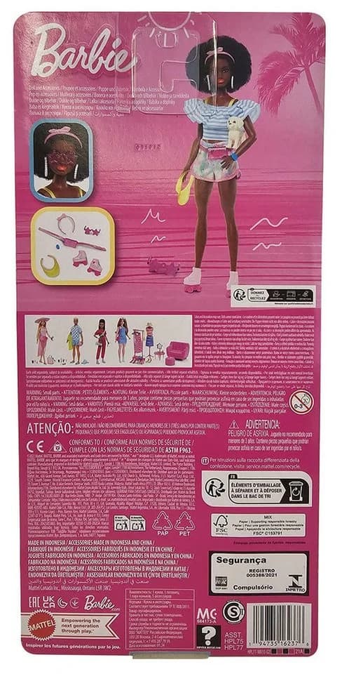 Barbie Stehpuppe Mattel HPL77 Afro-Look mit Rollschuhen