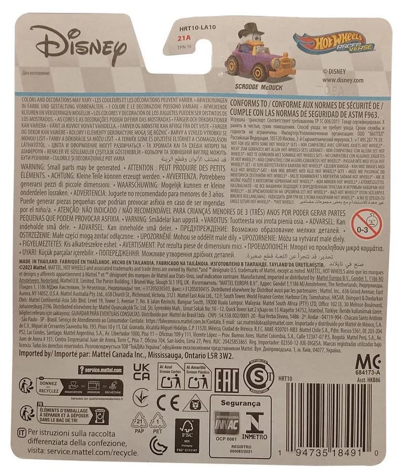 Hot Wheels Disney Racer Verse Scrooge McDuck Spielzeugauto Bunt