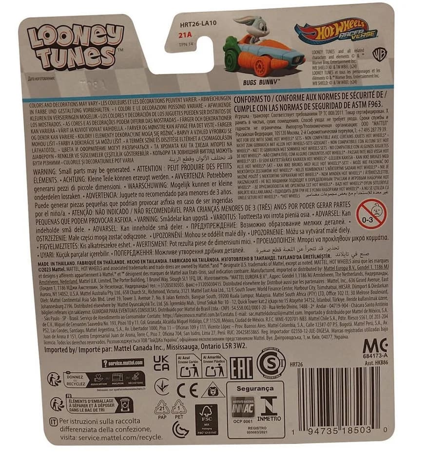 Hot Wheels Racer Verse Bugs Bunny Spielzeugauto Looney Tunes Bunt