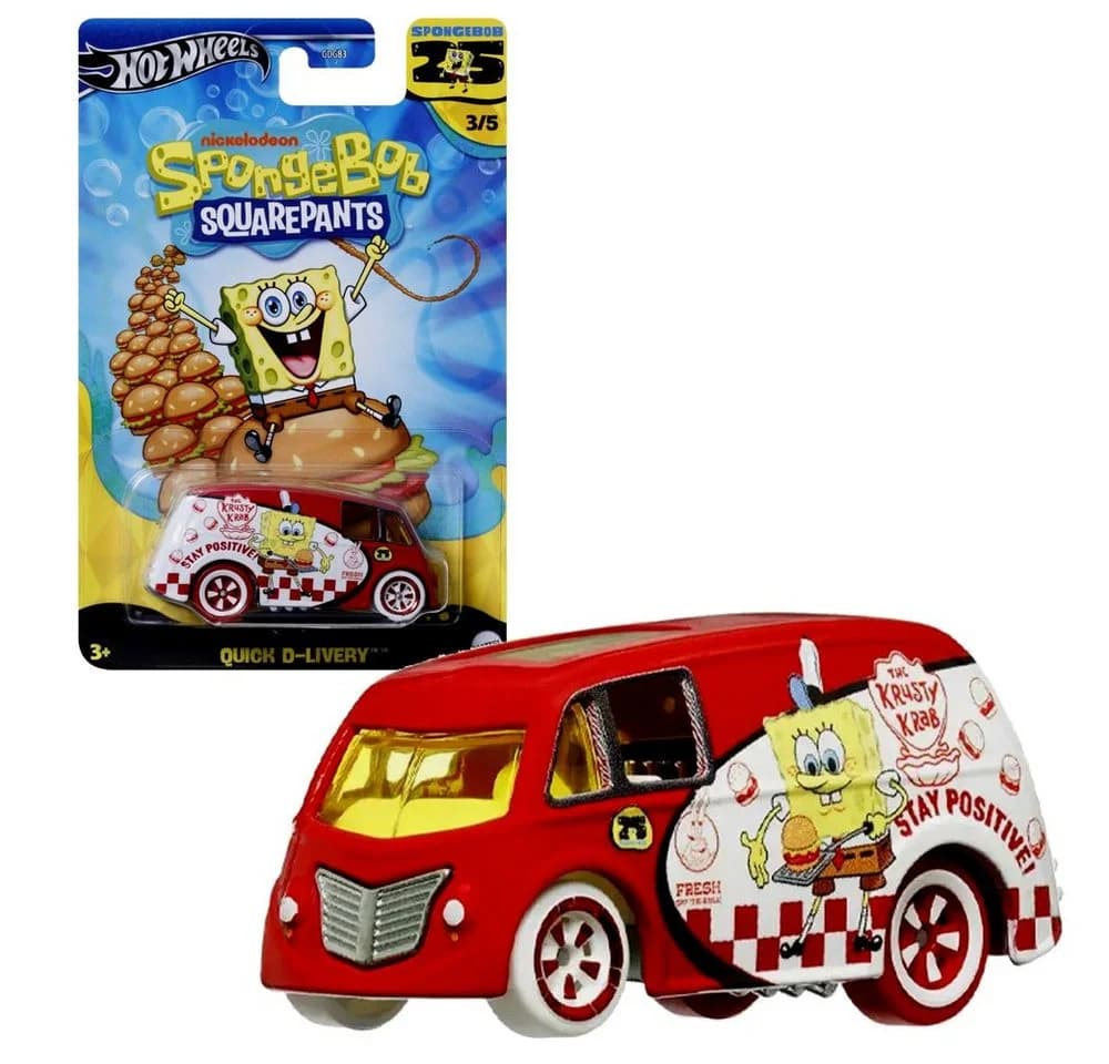 Hot Wheels Spielzeug-Rennwagen Quick D-Livery Spongebob 25 Jahre Mattel HRV54 - Bild 2