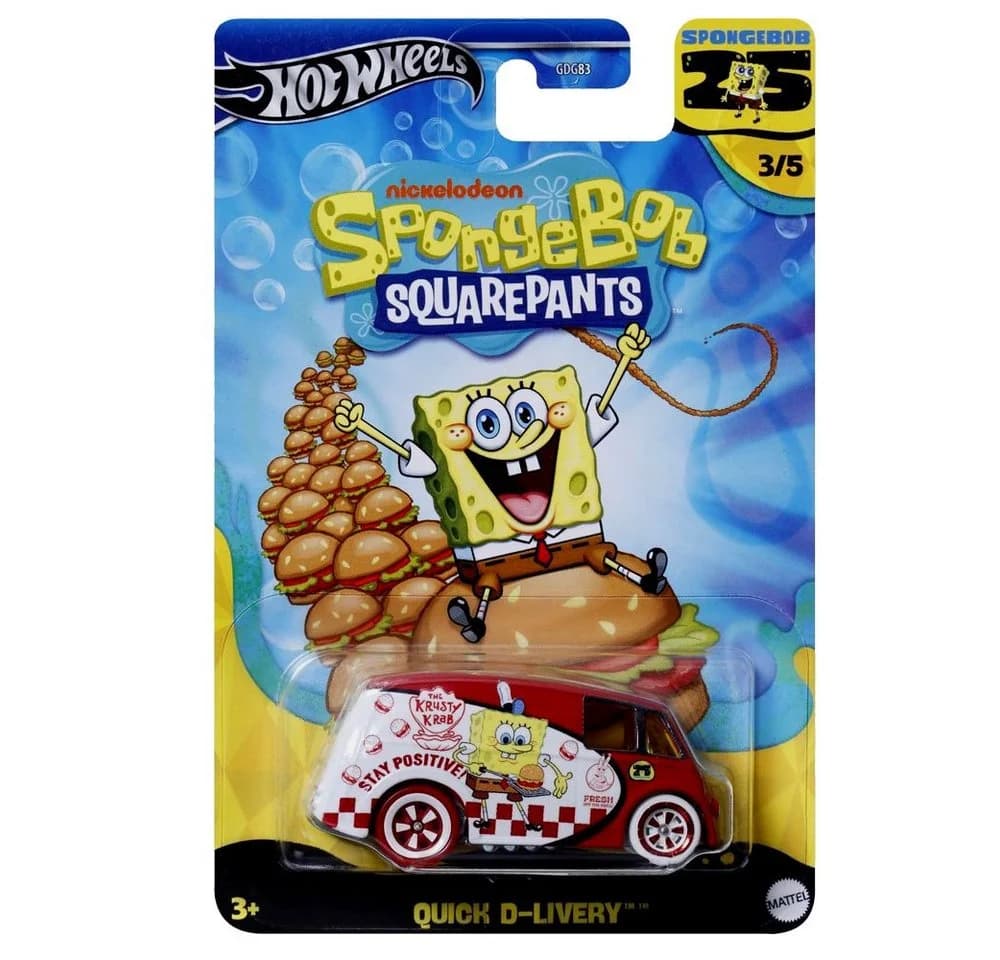 Hot Wheels Spielzeug-Rennwagen Quick D-Livery Spongebob 25 Jahre Mattel HRV54 - Bild 4