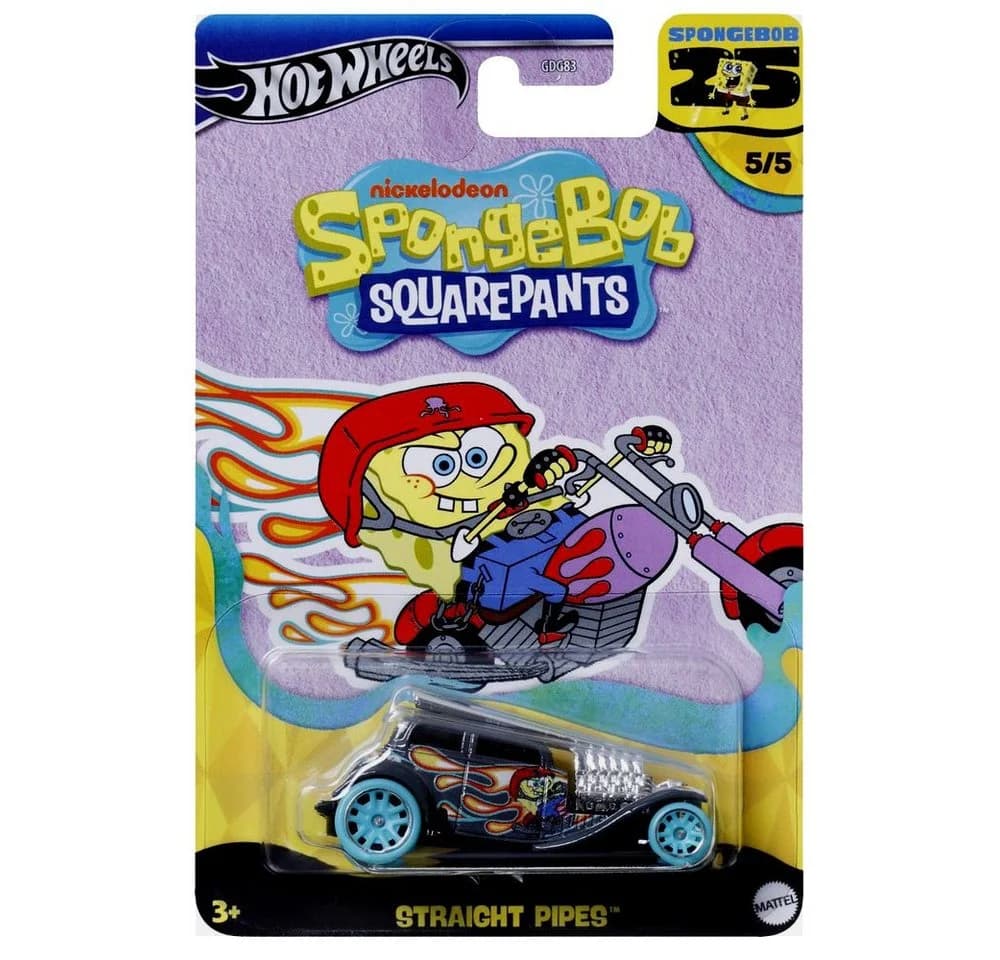 Hot Wheels Spielzeug-Rennwagen Straight Pipes SpongeBob 25 Jahre Metall - Bild 4