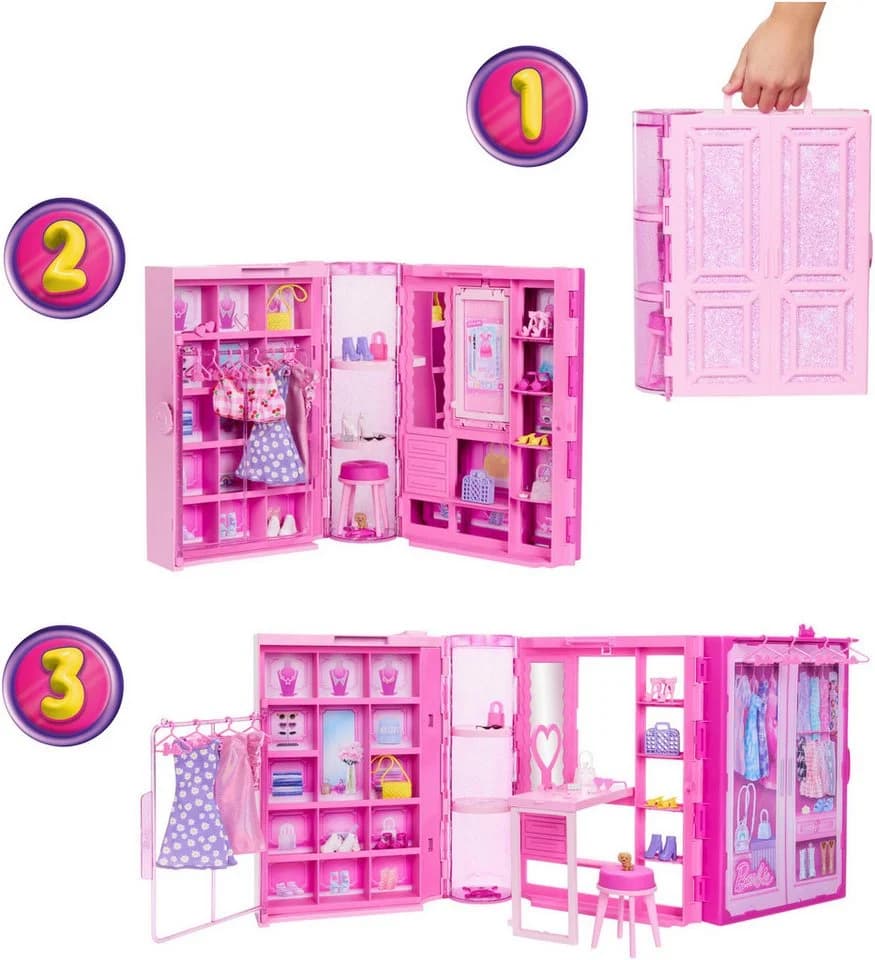 Barbie Spielwelt Traumkleiderschrank mit Modepuppe Rosa - Bild 4