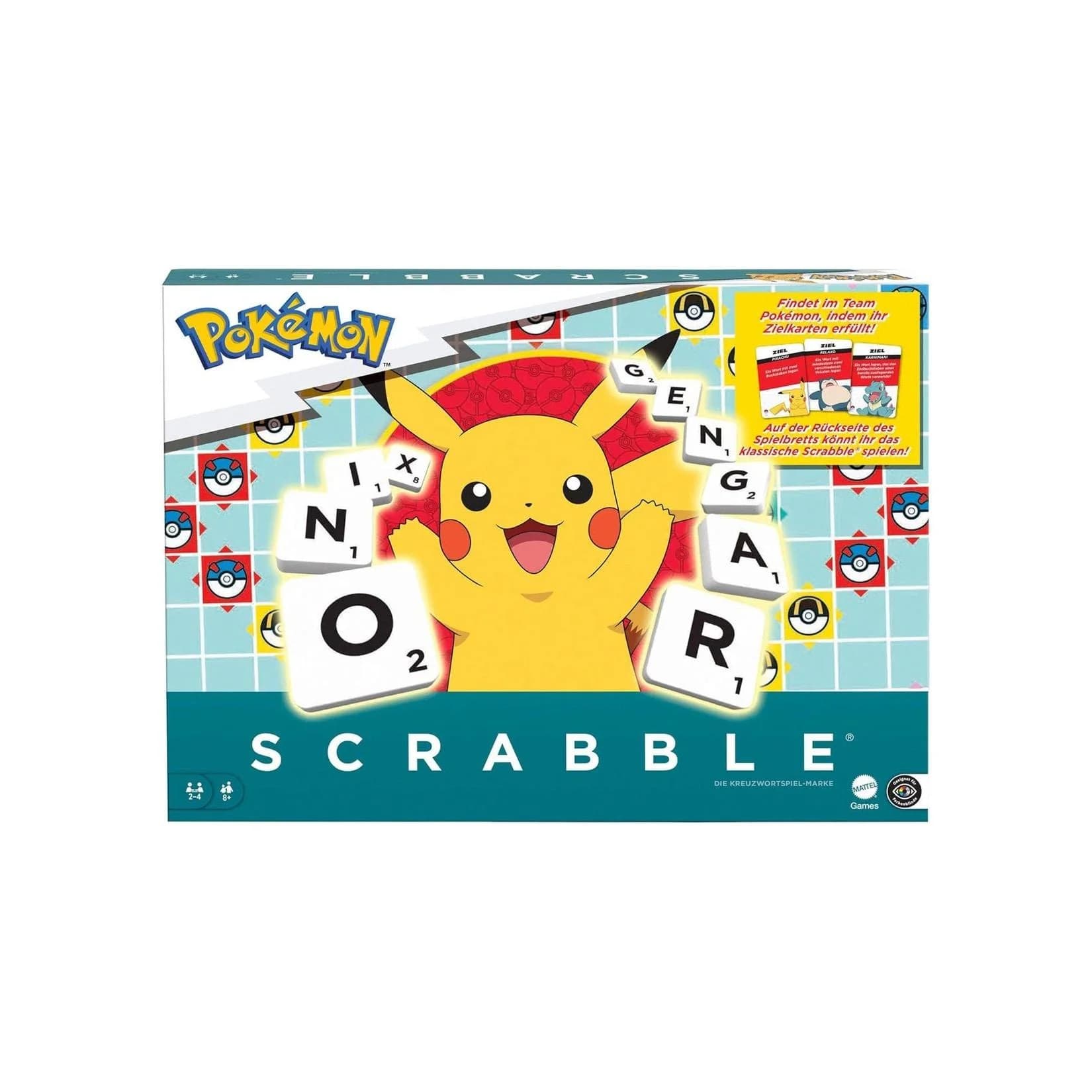Mattel HXT28 2-in-1 Scrabble Brettspiel Pokémon-Modus