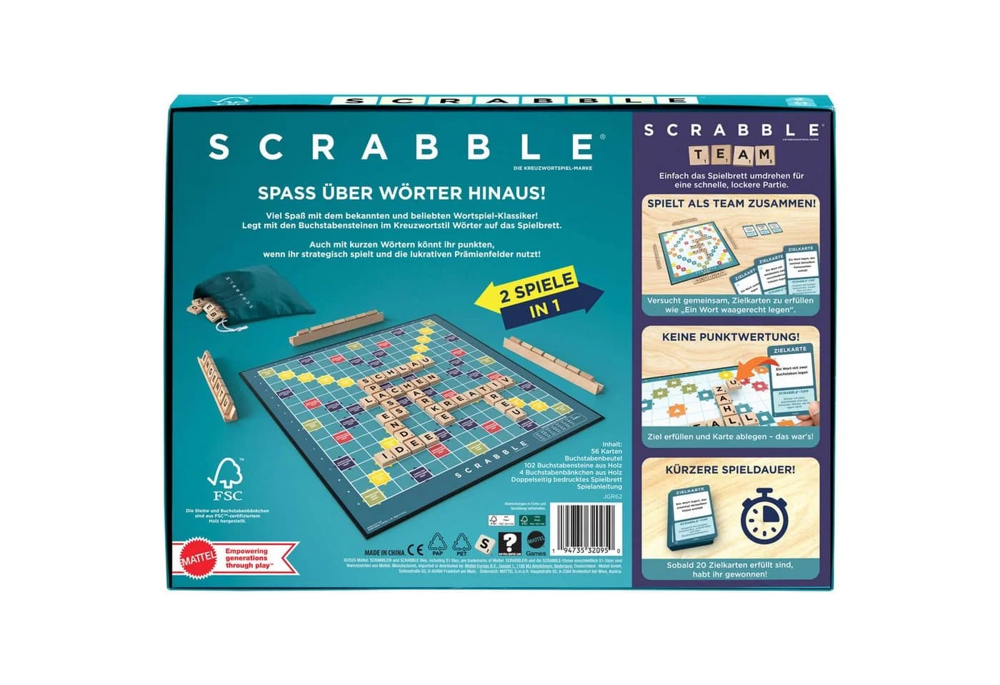 Mattel Games Scrabble Original Holz 2 in 1