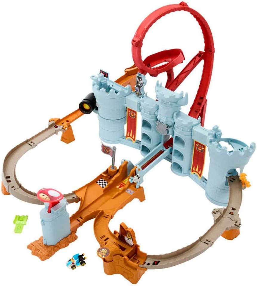 Hot Wheels Autorennbahn Mario Kart Bowsers Schloss-Rennbahn inkl. Die-Cast-Kamek