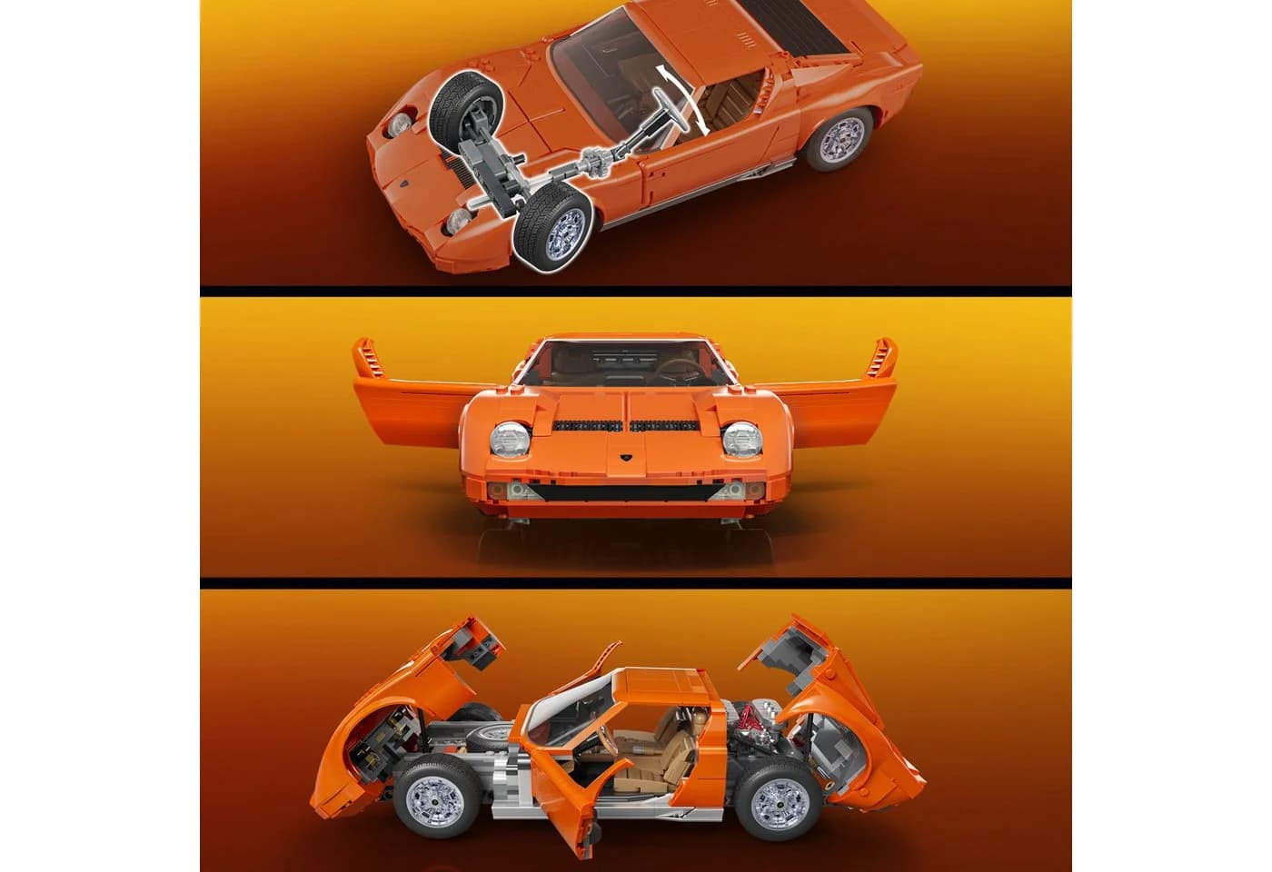 Mattel Brick Shop Hot Wheels Premium Lambo Modellbausatz 1:12 Orange - Bild 4