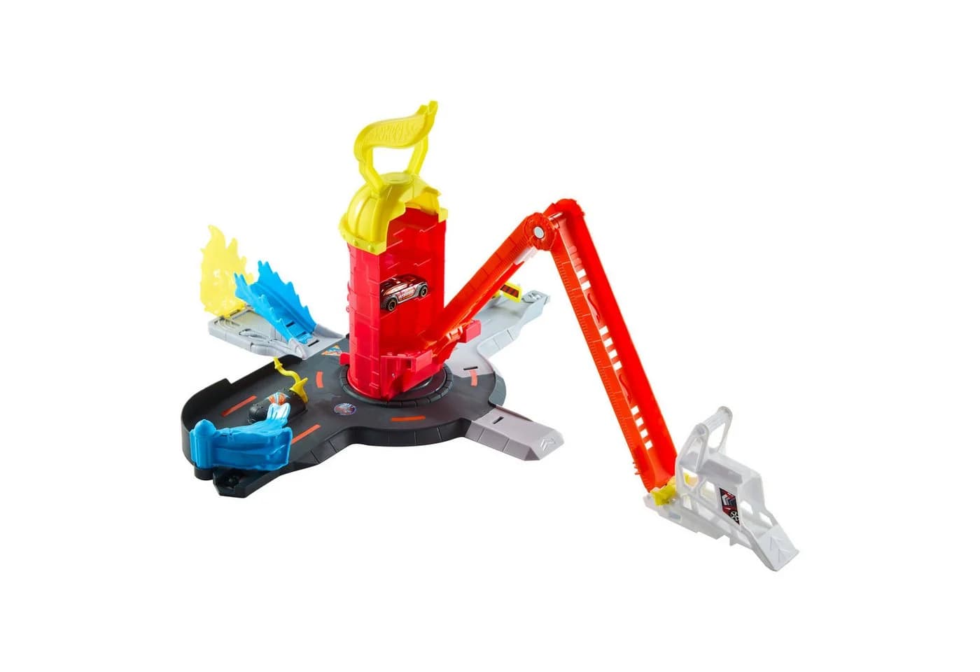 Hot Wheels City Super Feuerwehrwache Autorennbahn mit Feuerwehrauto