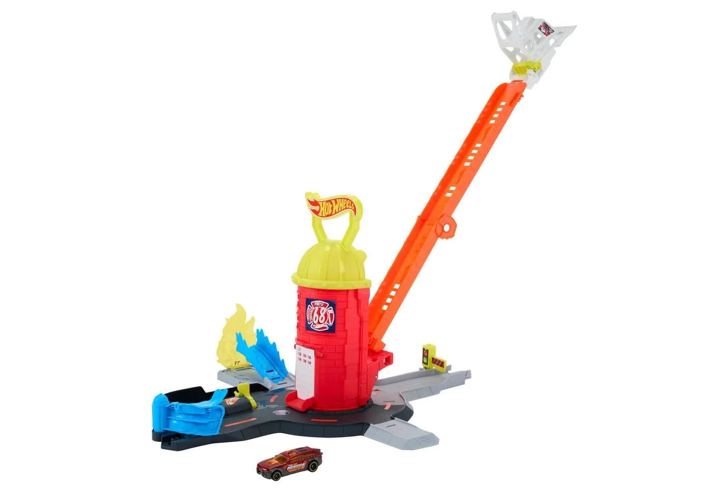 Hot Wheels City Super Feuerwehrwache Autorennbahn mit Feuerwehrauto - Bild 2