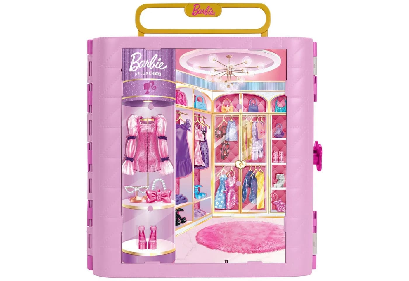 Barbie Deluxe Style Kleiderschrank Rosa Aufklappbar mit Schminkbereich