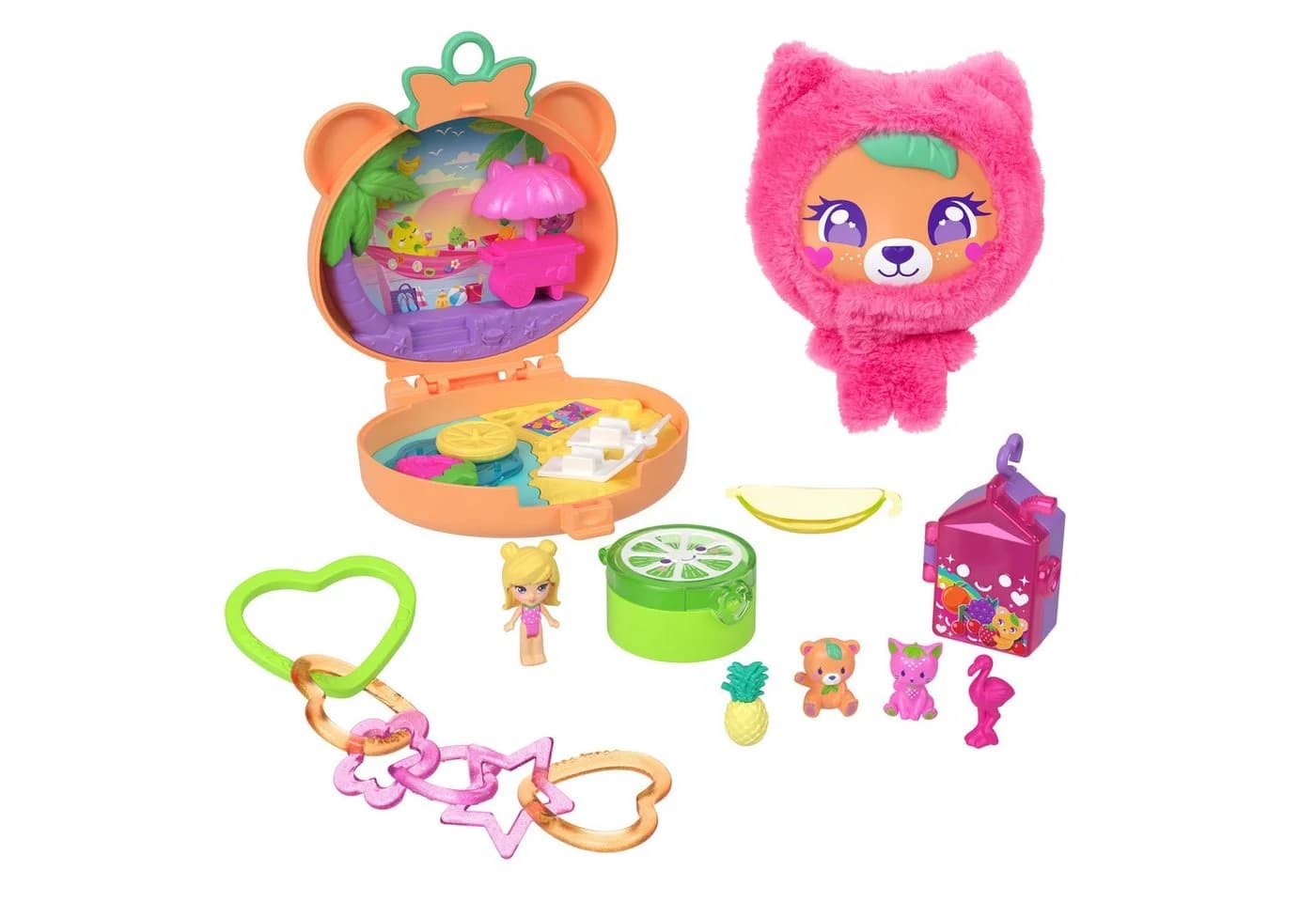 Polly Pocket Spielwelt Plüsch Schatulle mit Mikropuppe und Haustieren - Bild 2