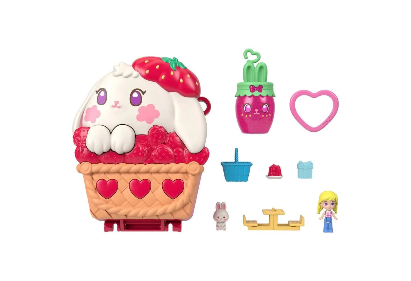 Polly Pocket Spielwelt Erdbeerhäschen Schatulle - Spielset mit Mikropuppe - Bild 3