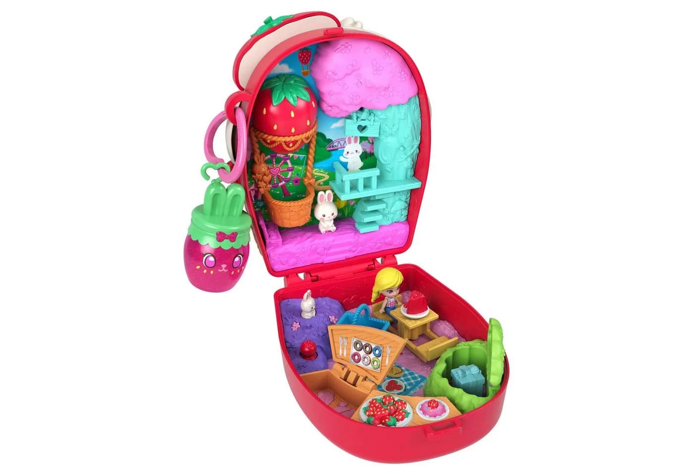 Polly Pocket Spielwelt Erdbeerhäschen Schatulle - Spielset mit Mikropuppe - Bild 4