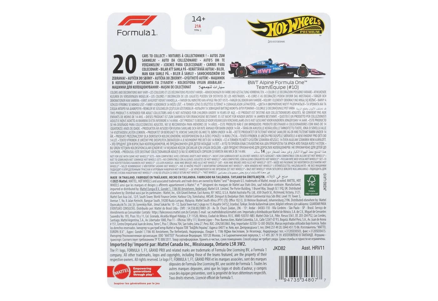 Hot Wheels Premium F1 Team Alpine Driver 1 Sammlermodell