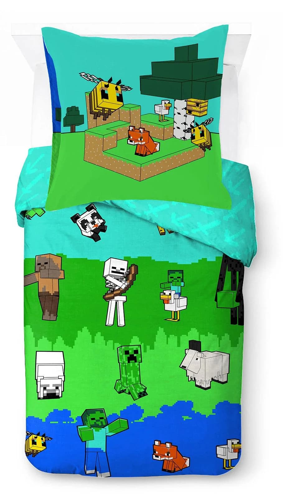 Minecraft Kinderbettwäsche Bunt Linon 100% Baumwolle