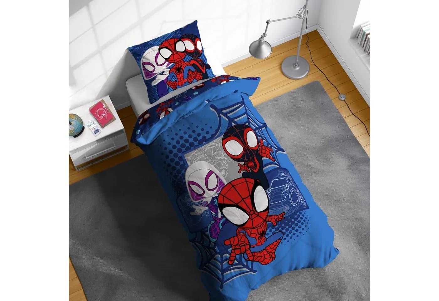 MARVEL Kinderbettwäsche Marvel Spidey Bettbezug-Set 135x200 cm + Kissenbezug 80x80 cm Blau