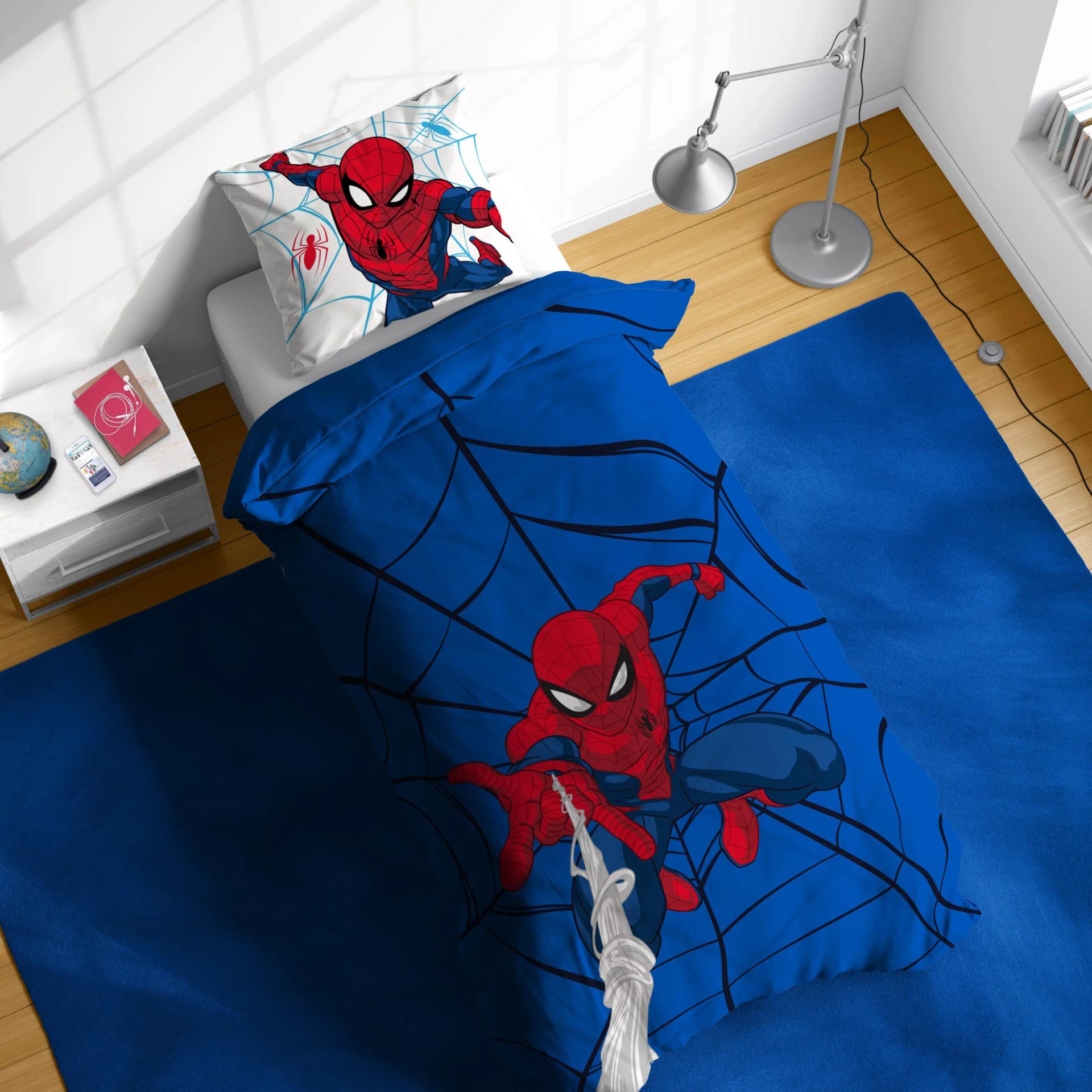 Spider-Man Kinderbettwäsche Linon Blau 135x200cm