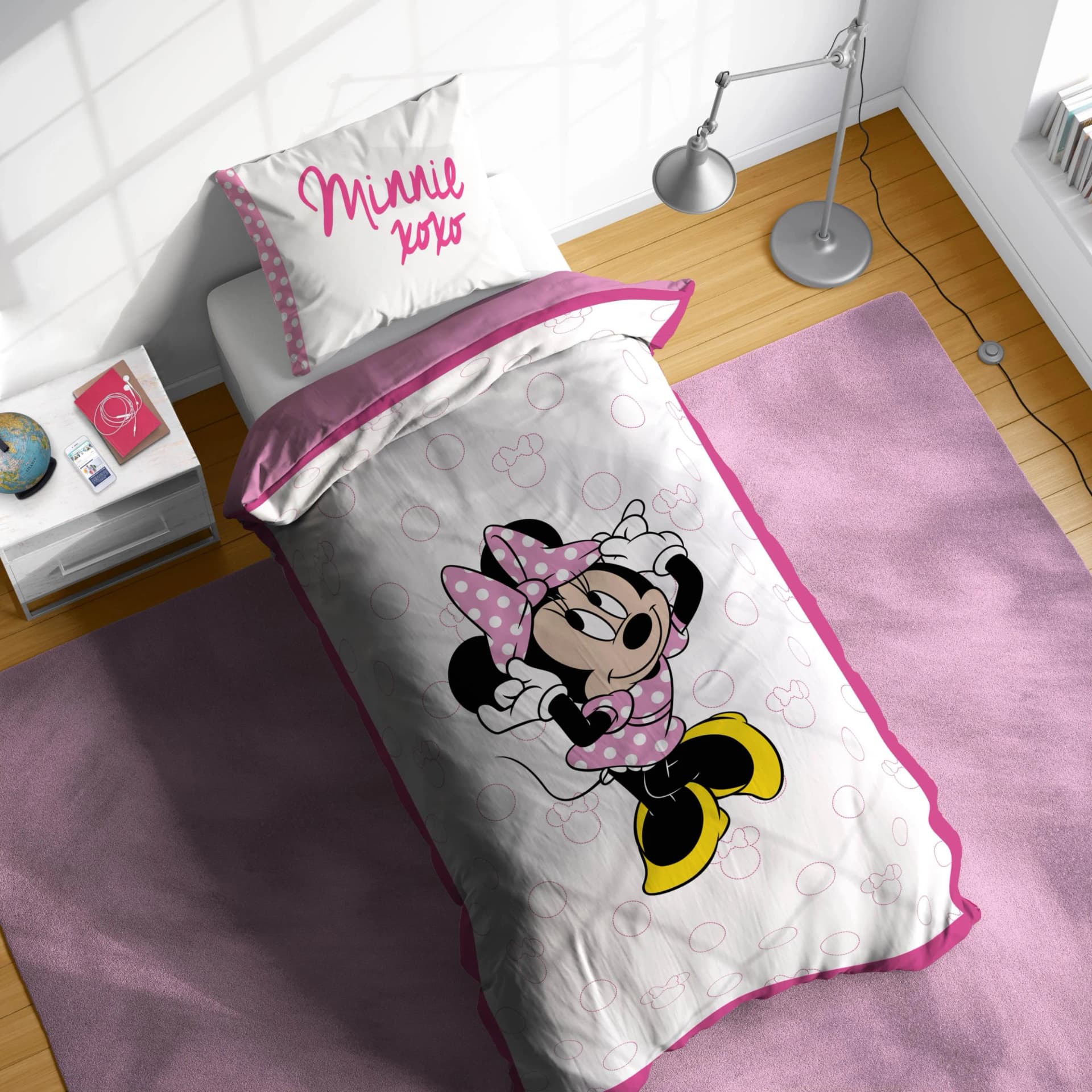 Disney Kinderbettwäsche Rosa Minnie Mouse XOXO 2-tlg. 100% Baumwolle