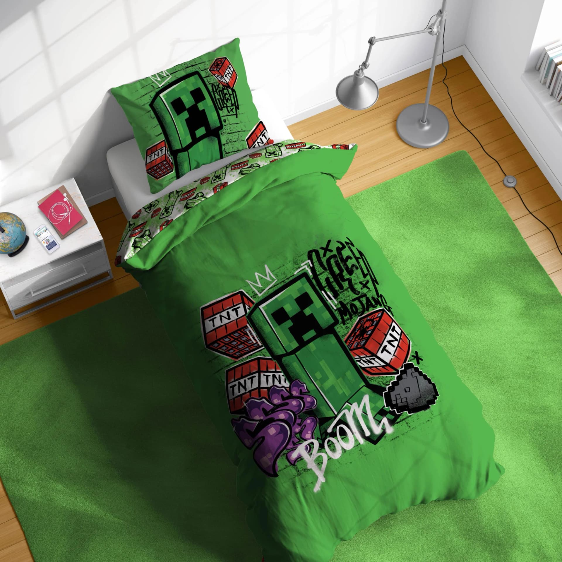 Minecraft Kinderbettwäsche Grün 135x200 cm 100% Baumwolle