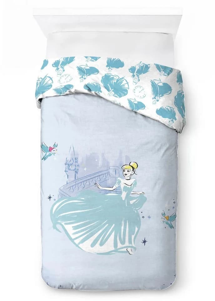 Disney Cinderella Bettwäsche-Set 137x200 cm + Kissenbezug 80x80 cm Blau Floral - Bild 5