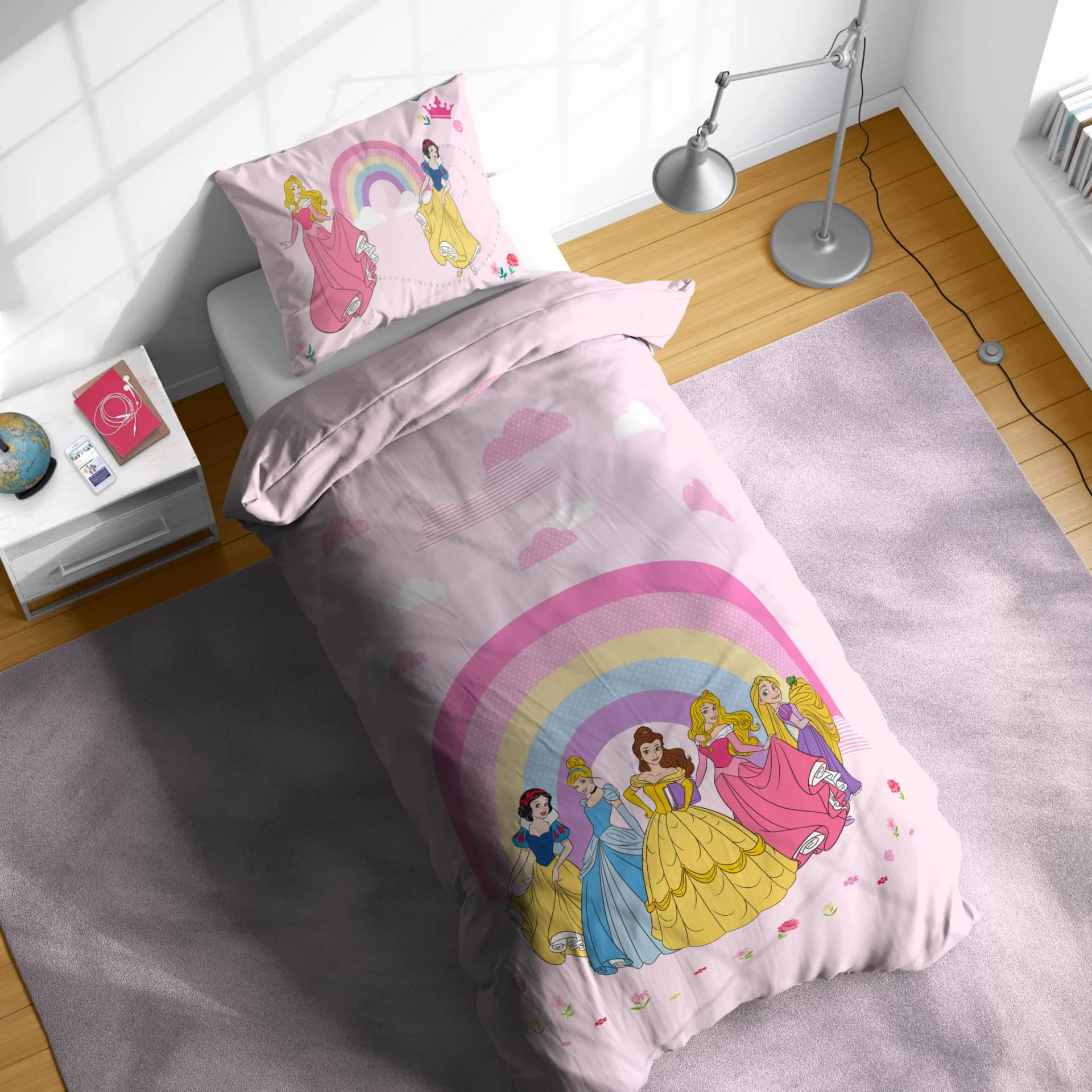 Disney Princess Rainbow Kinderbettwäsche Bunt 135x200 cm