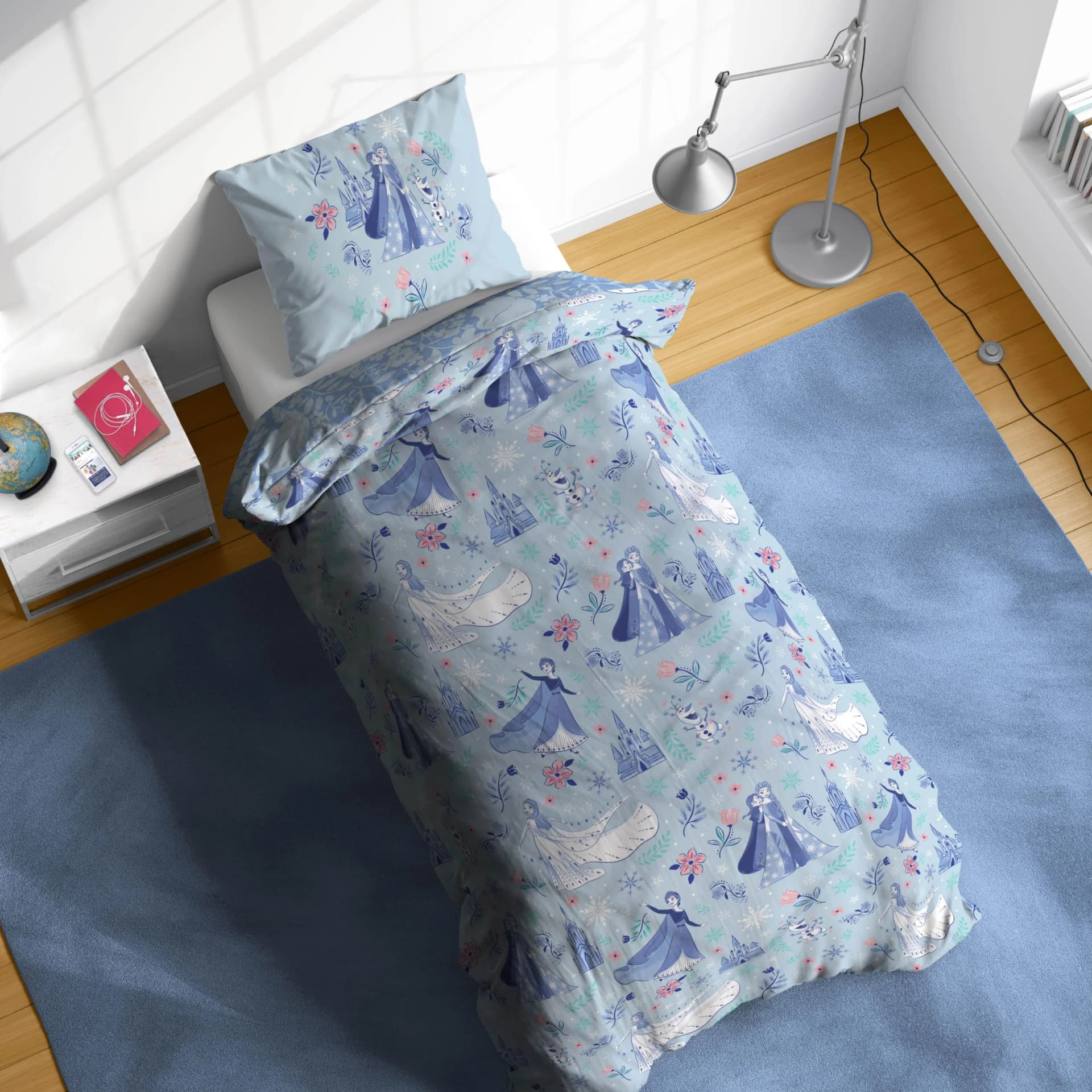 Disney Frozen Kinderbettwäsche Blau 135x200 Linon