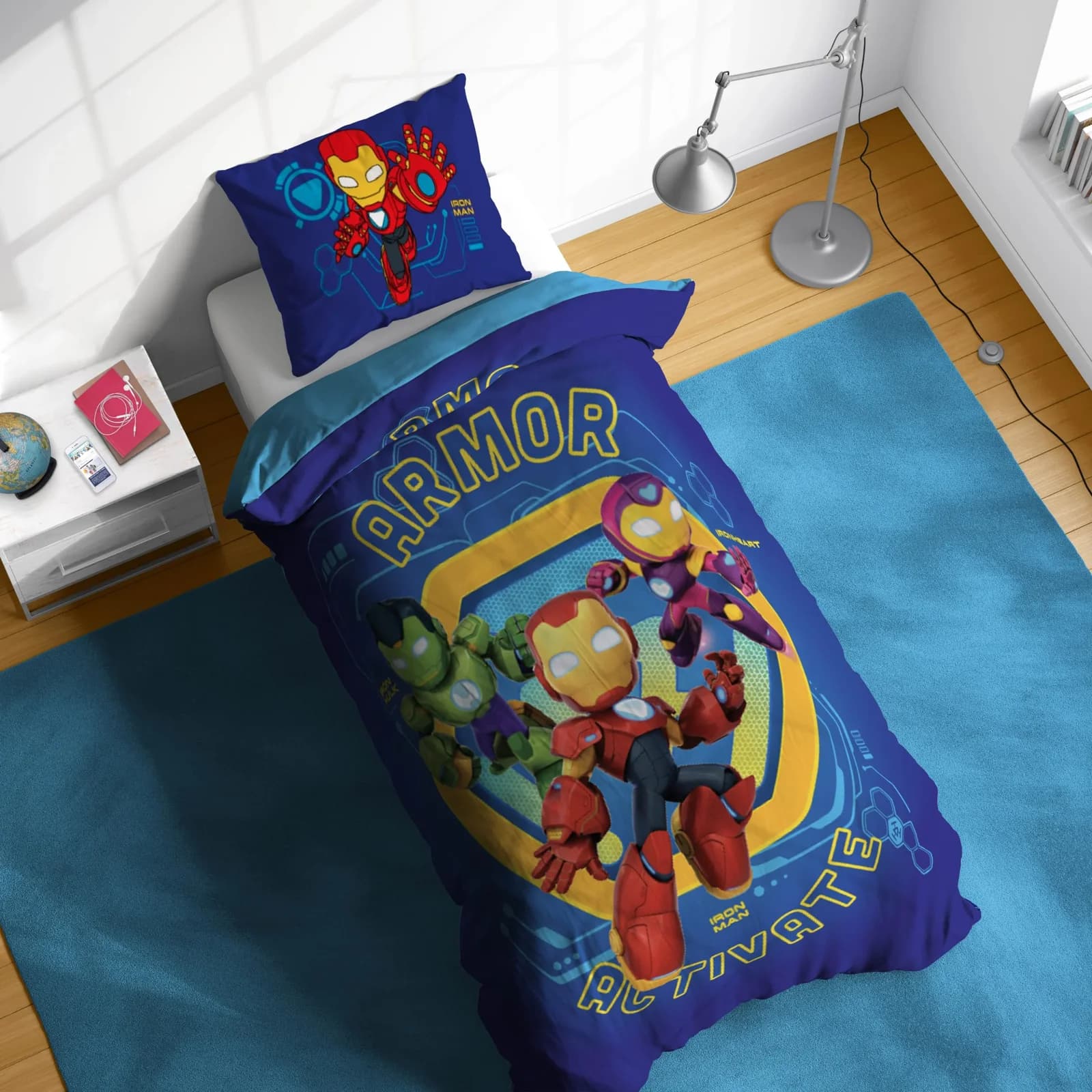 MARVEL Kinderbettwäsche Iron Man Armor Blau 135x200 cm