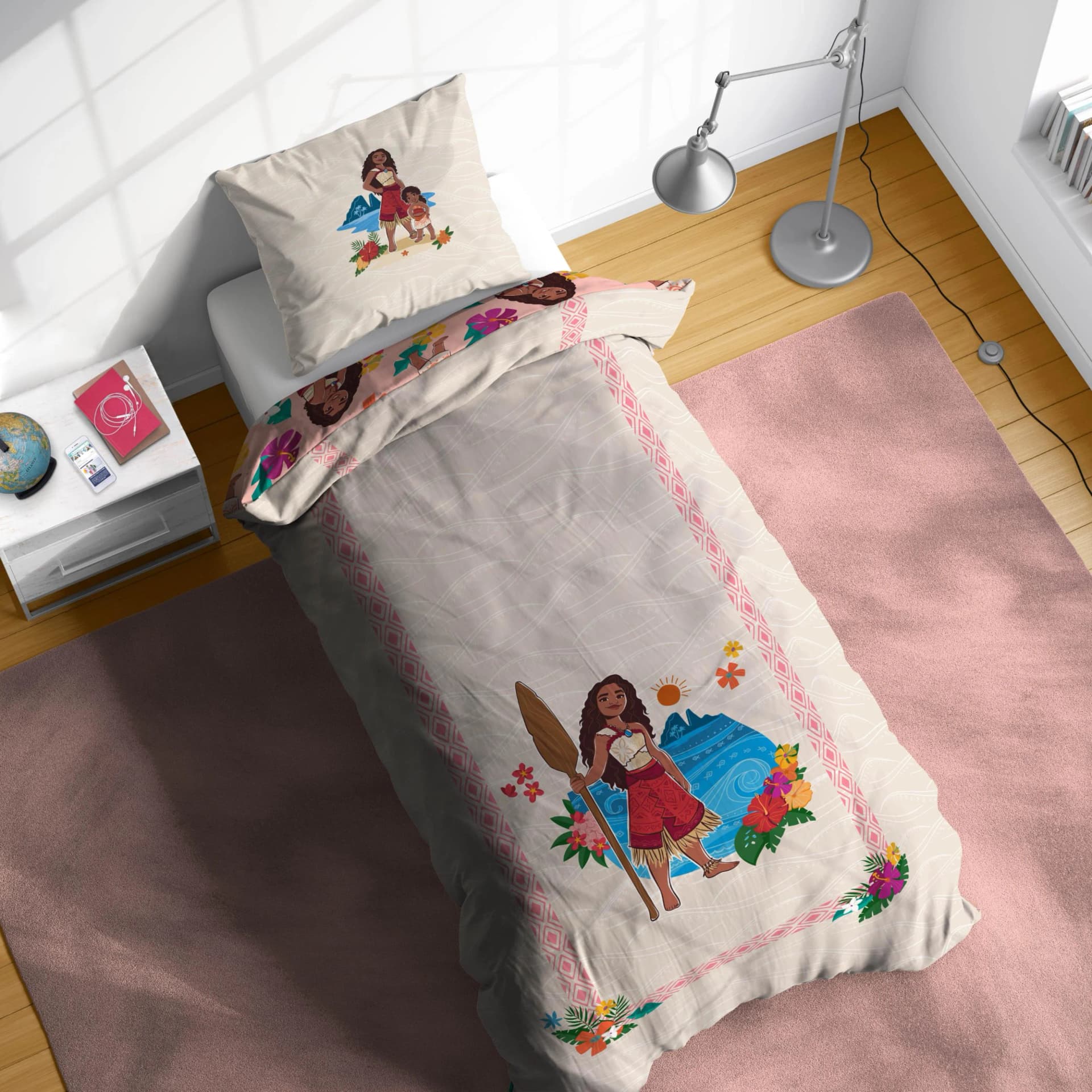 Disney Kinderbettwäsche Moana Rosa Linon 100% Baumwolle