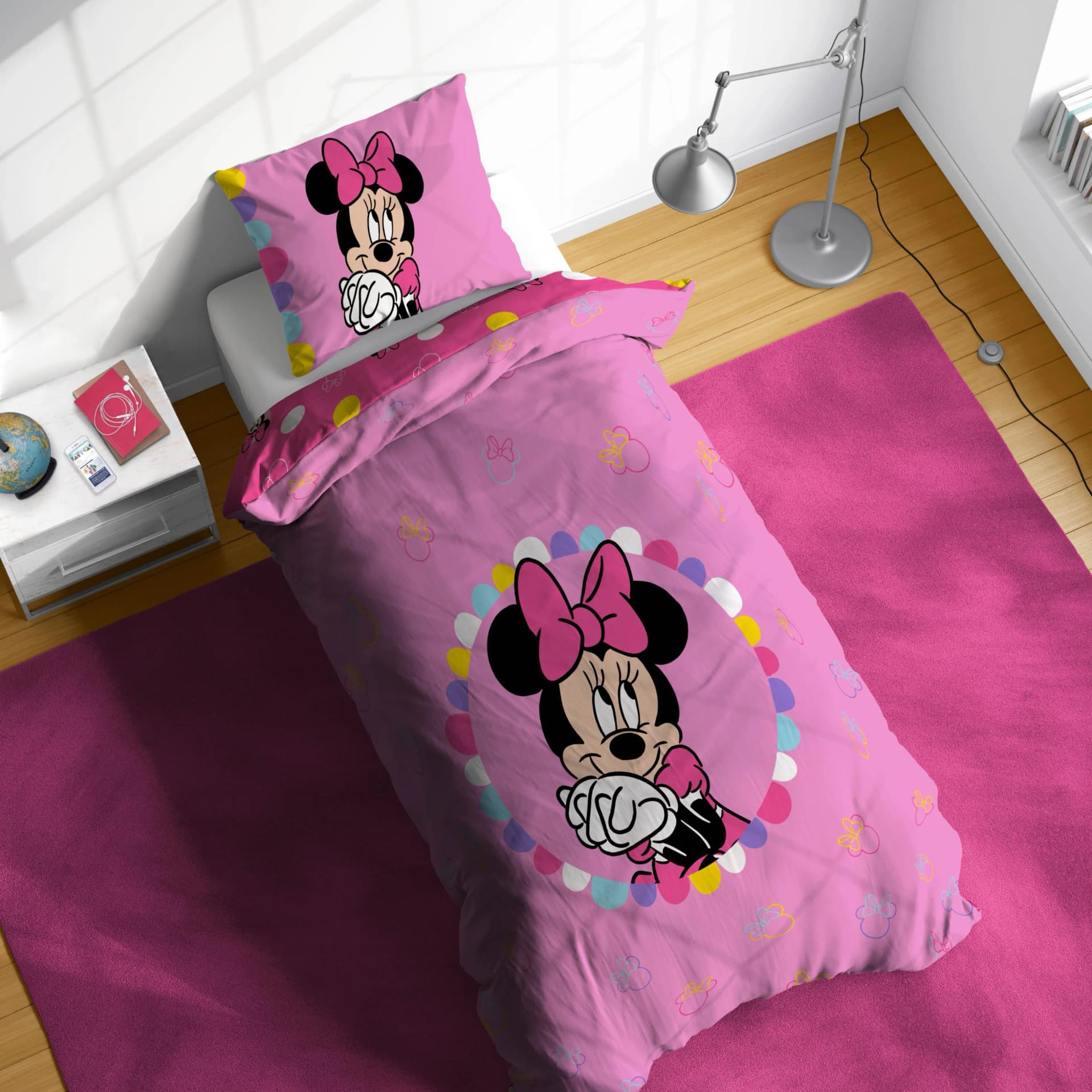 Disney Kinderbettwäsche Minnie Mouse Happy Rosa Linon 135x200 cm