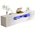 AMERLIFE Hängendes TV Board 160 cm Hochglanz Weiß mit RGB-LED Bild 2