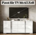 AMERLIFE Kommode Hochglanz Weiß 6 Schubladen Spiegelgriffe Bild 3
