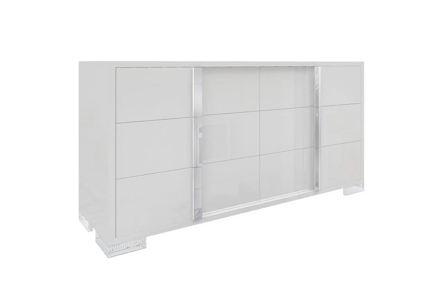 AMERLIFE Kommode Hochglanz Weiß 6 Schubladen Spiegelgriffe - Bild 4