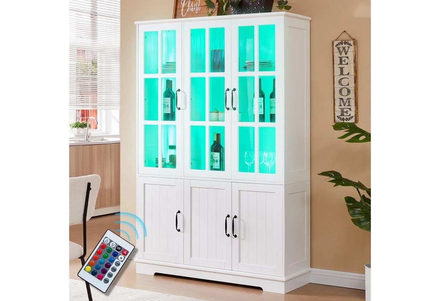 AMERLIFE Vitrine Weiß mit LED Beleuchtung 6 Türen - Bild 2