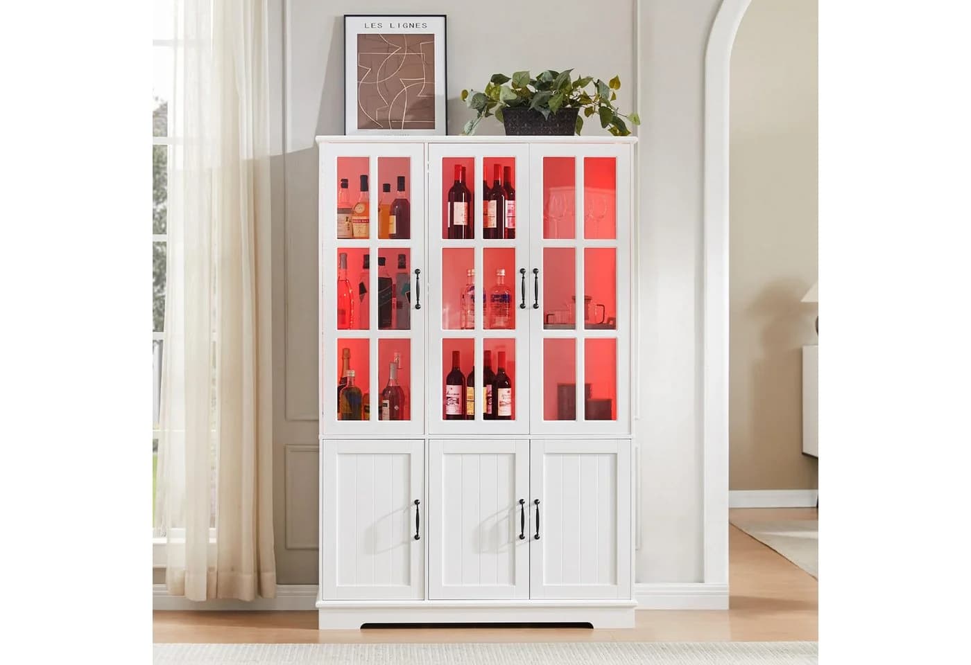 AMERLIFE Vitrine Weiß mit LED Beleuchtung 6 Türen - Bild 4