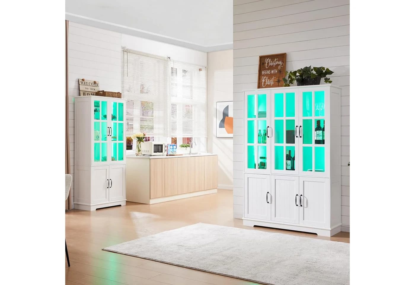 AMERLIFE Vitrine Weiß mit LED Beleuchtung 6 Türen - Bild 5