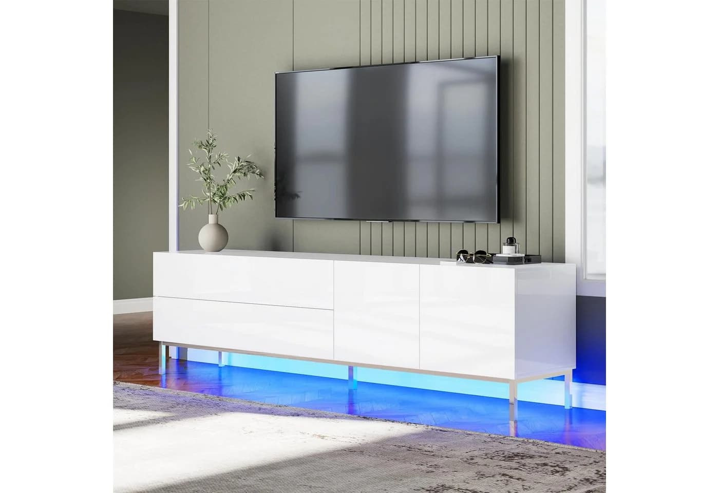AMERLIFE TV-Schrank Hochglanz Weiß mit RGB LED - Bild 2