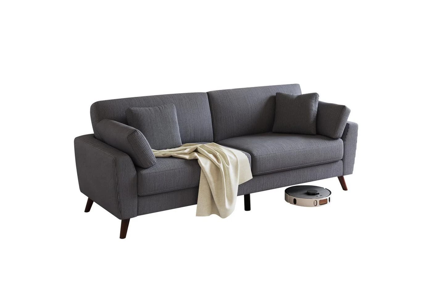 AMERLIFE Big-Sofa 2-Sitzer Cord Sofa Grau Modern - Bild 2