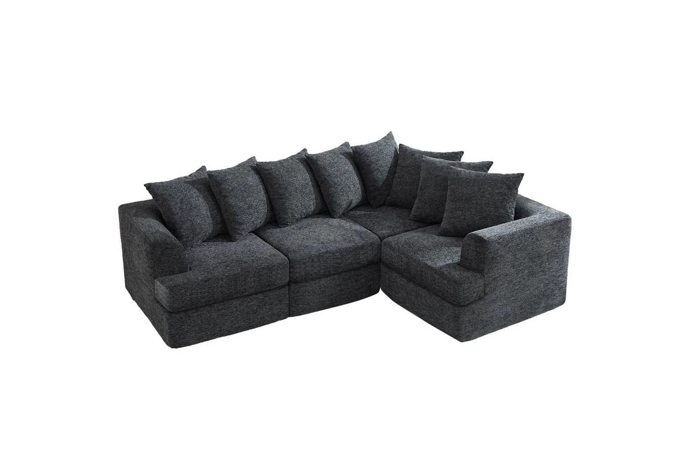 AMERLIFE Modulares Ecksofa Dunkelgrau Chenille-Stoff - Bild 2
