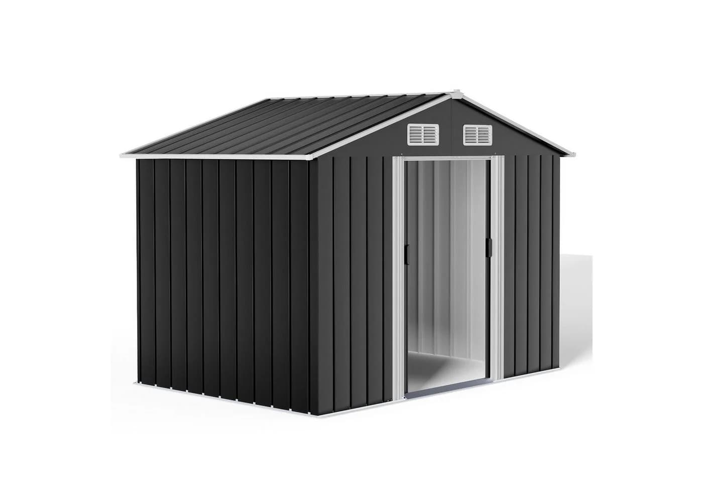 AMERLIFE Gerätehaus Metall Schwarz mit Schiebetür - Bild 3