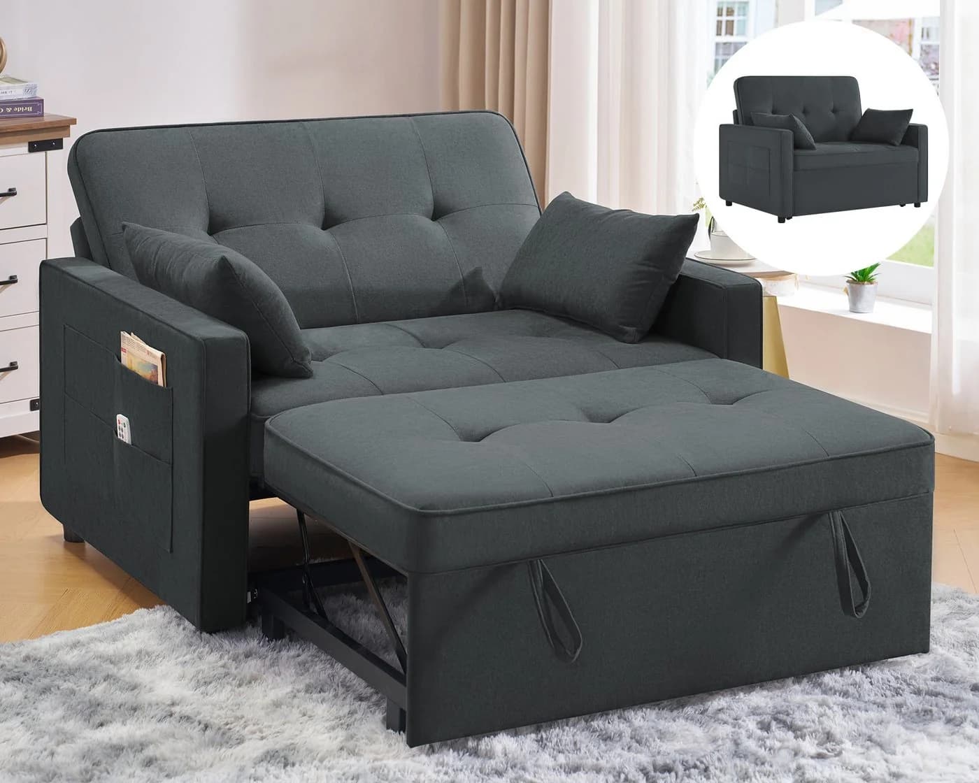 AMERLIFE Schlafsofa 3-in-1 mit Bettfunktion & Seitentaschen - Bild 4