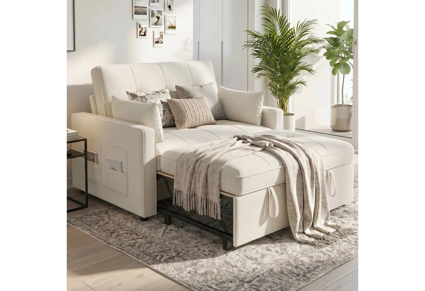 AMERLIFE Schlafsofa 3-in-1 mit Leinenbezug Beige - Bild 2